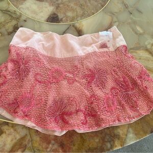 Marciano Linen Crochet Sequin Mini Skirt
